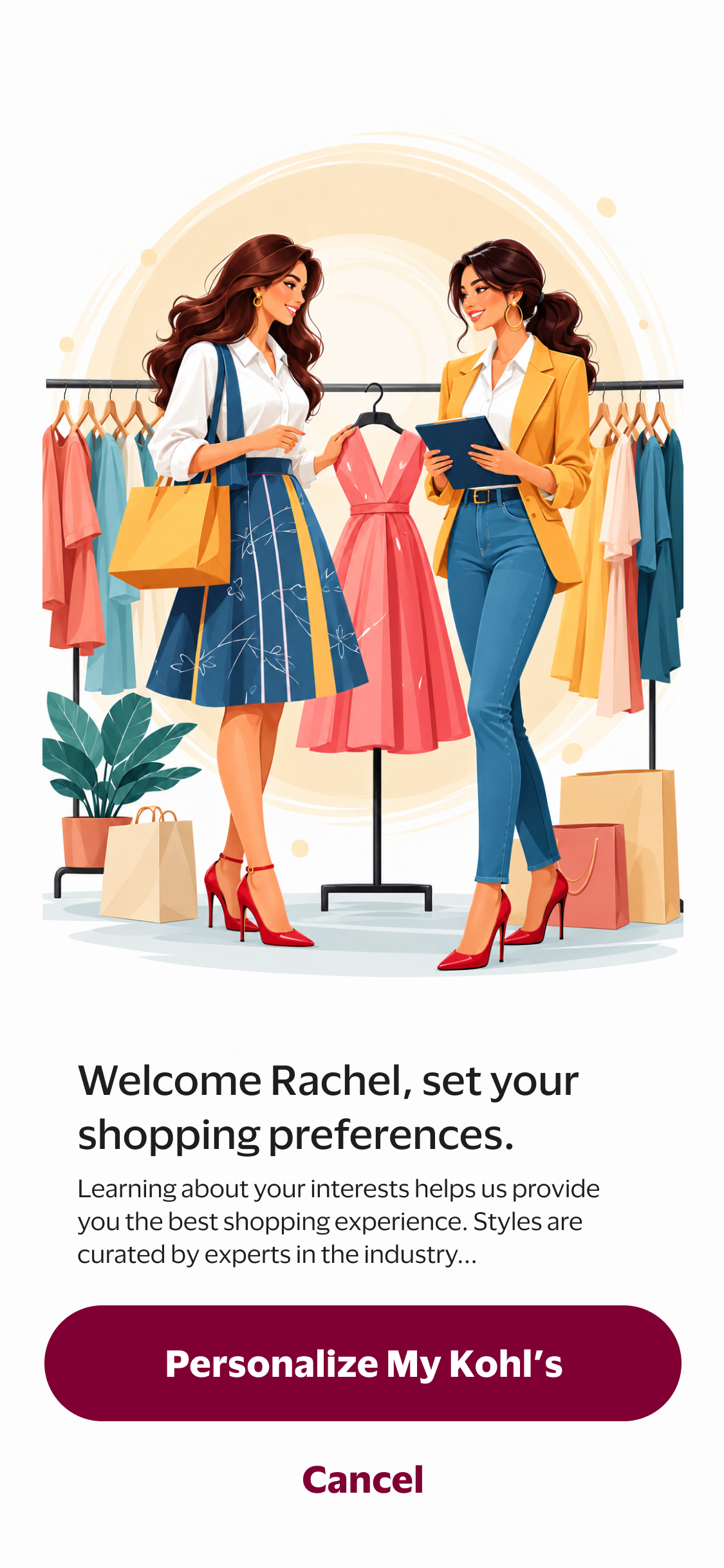 Illustrated friends shopping with Kohl’s Cash and rewards summary
