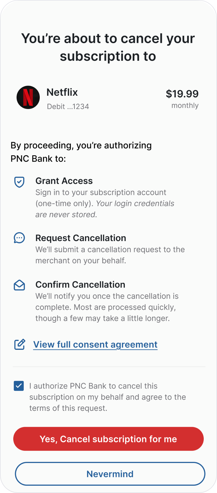 Cancel Netflix subscription confirmation
