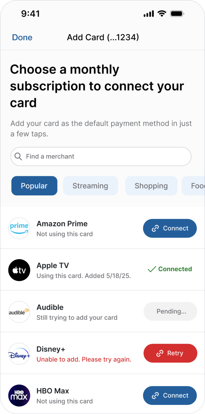 All subscription statuses filter view