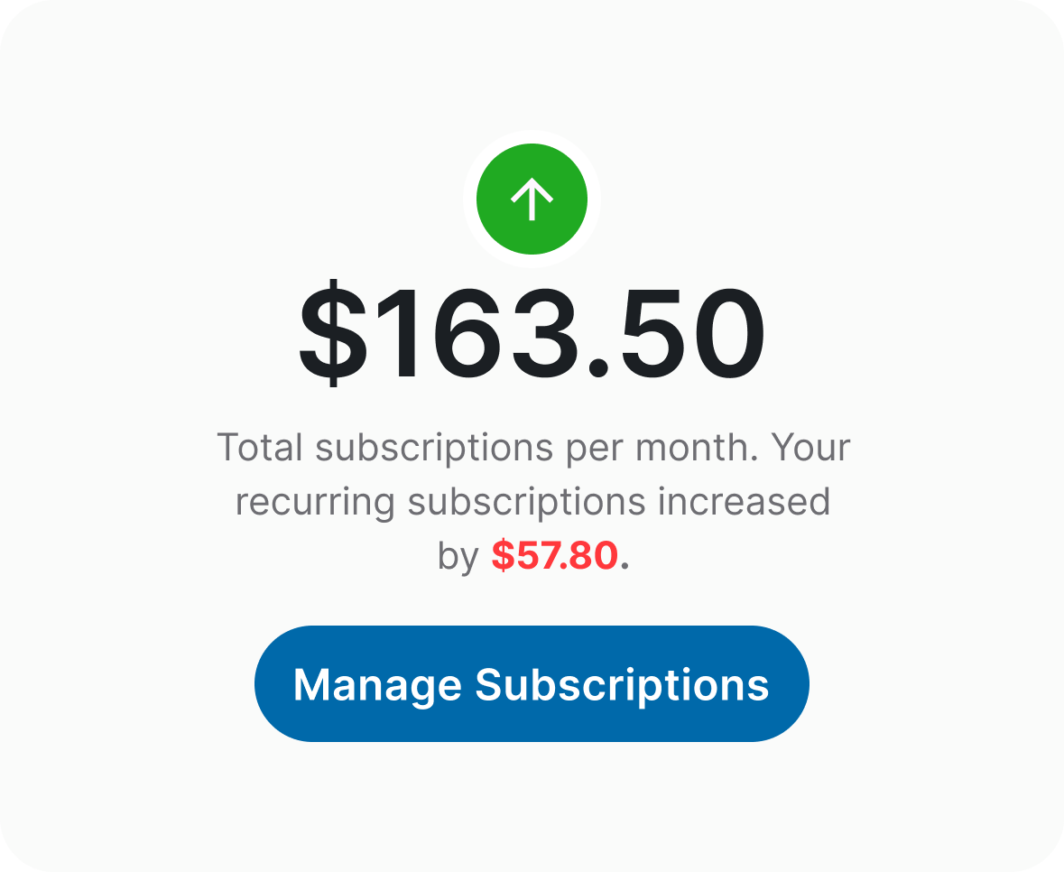 Monthly total spending card