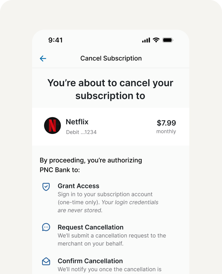 Cancel subscription overview with clear next steps